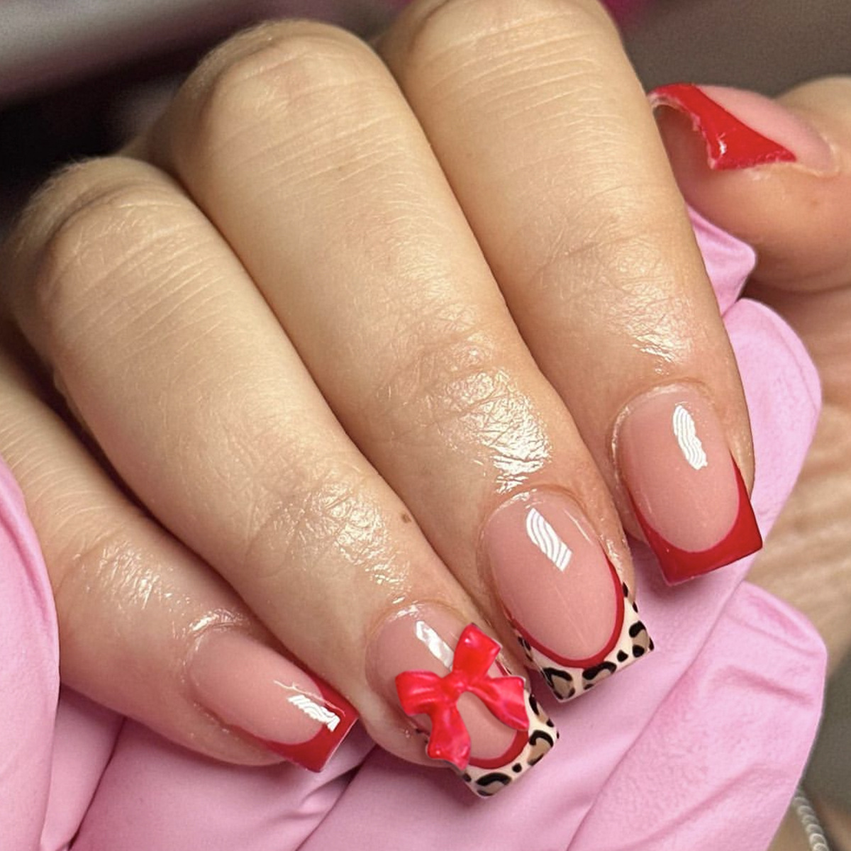 3D Printing Material - 24pcs Red French Style Fake Nails