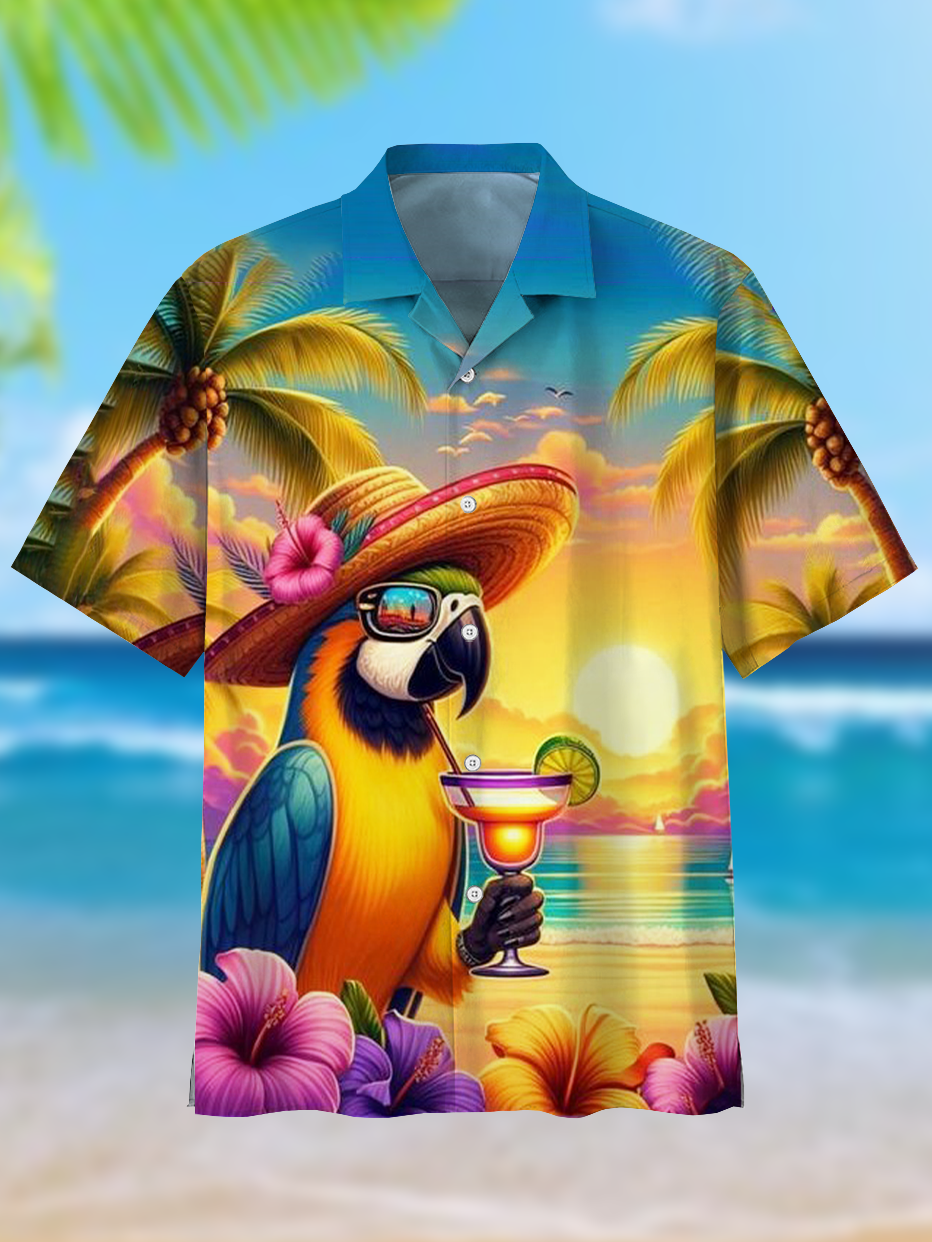 3D Printing Guitar - Attractive Parrot Men's Guitar Hawaiian shirts
