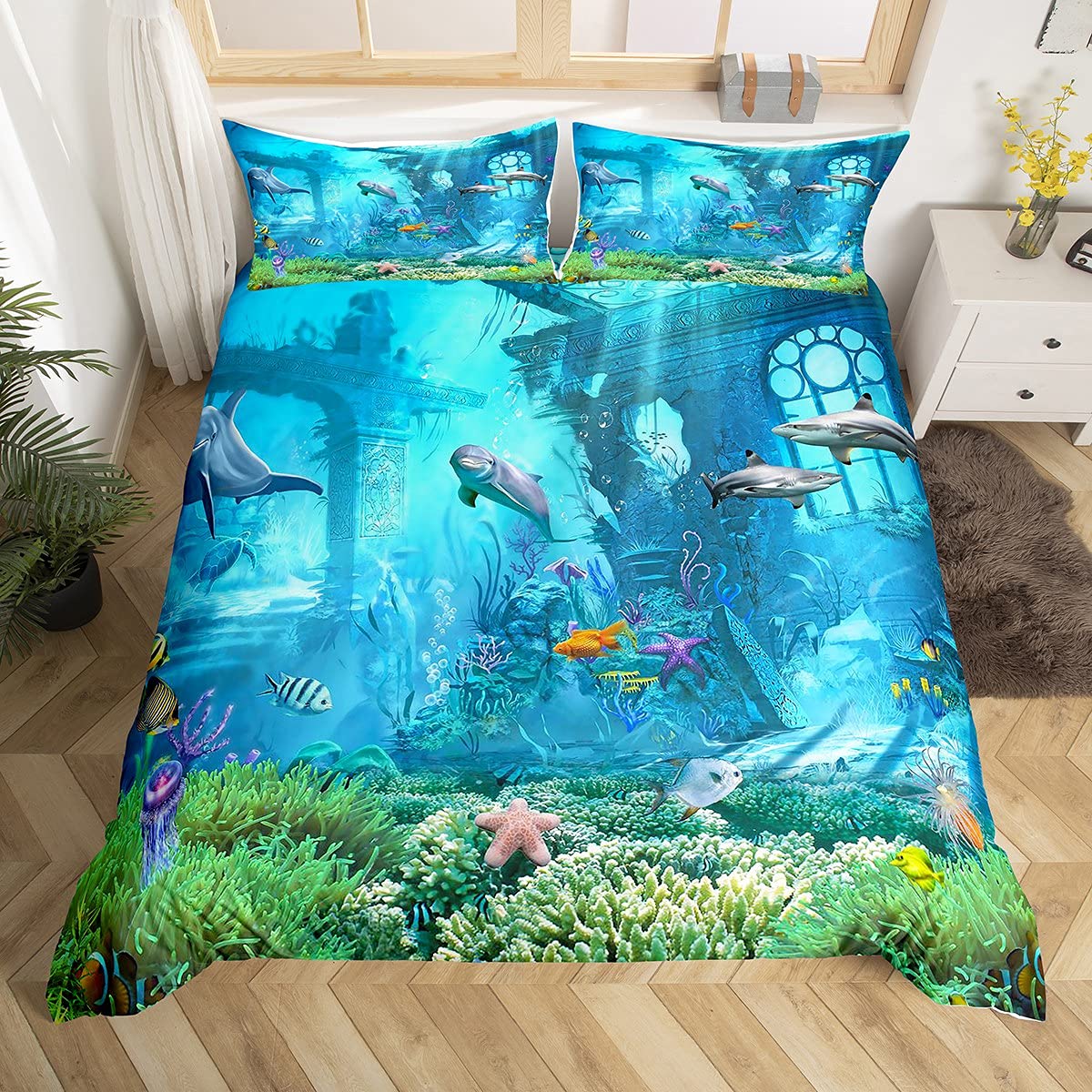 Fish Duvet Cover Set Ocean Bed - 3D Printing House review and price
